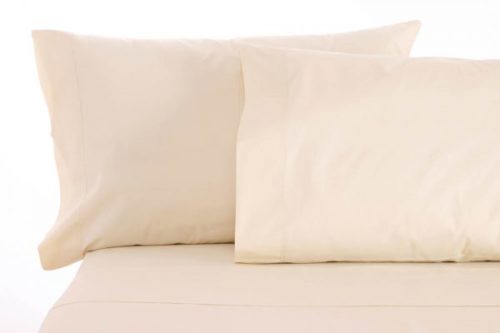 Two pillows on Sleep and Beyond Organic Sheets in white