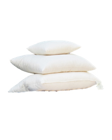 Stack of 3 White Lotus Wool Pillows in white